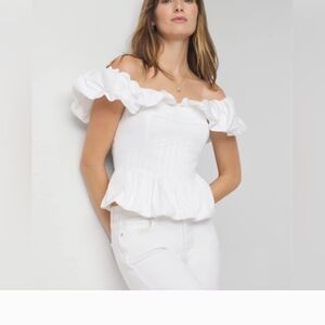 WHBM White Ruffled Corset Blouse